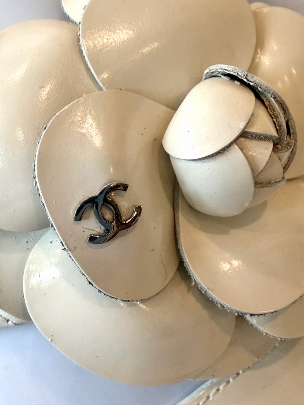 CHANEL Matelasse Leather Block Heel Slides, Camelia w/CCs,box, cream, 36.5C - Picture 4 of 16